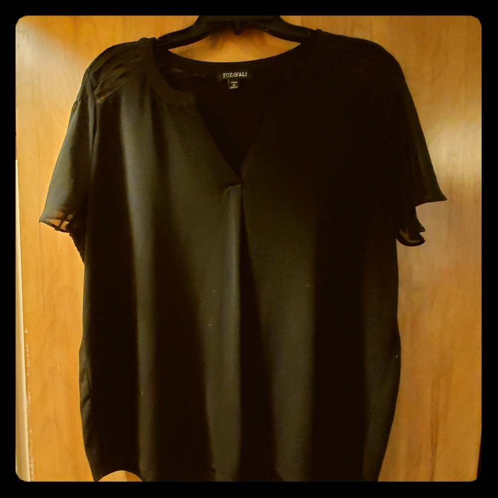 Plus size Flutter sleeve black top